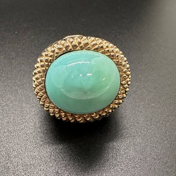 Dian Malouf Silver and 14k Turquoise Cocktail Ring - Picture 3 of 12